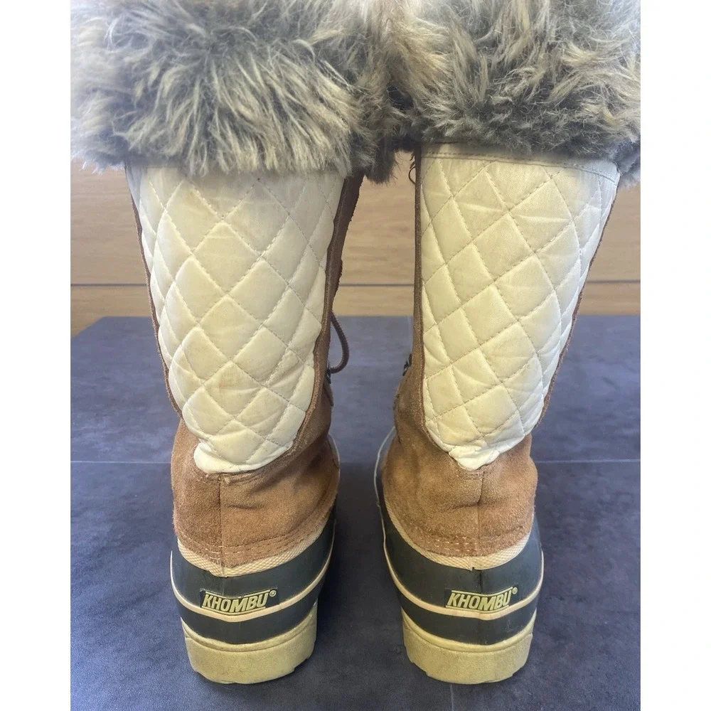 Khombu Allie Nordic 2 Womens Lined Snow Lace up Duck Boots-Size 7